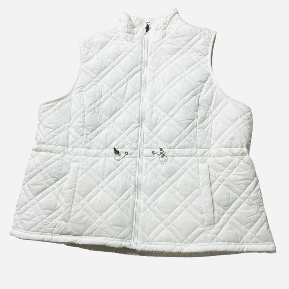 Time and Tru Quilted Faux Fur Lined Vest - Size 1X (16W-18W), White